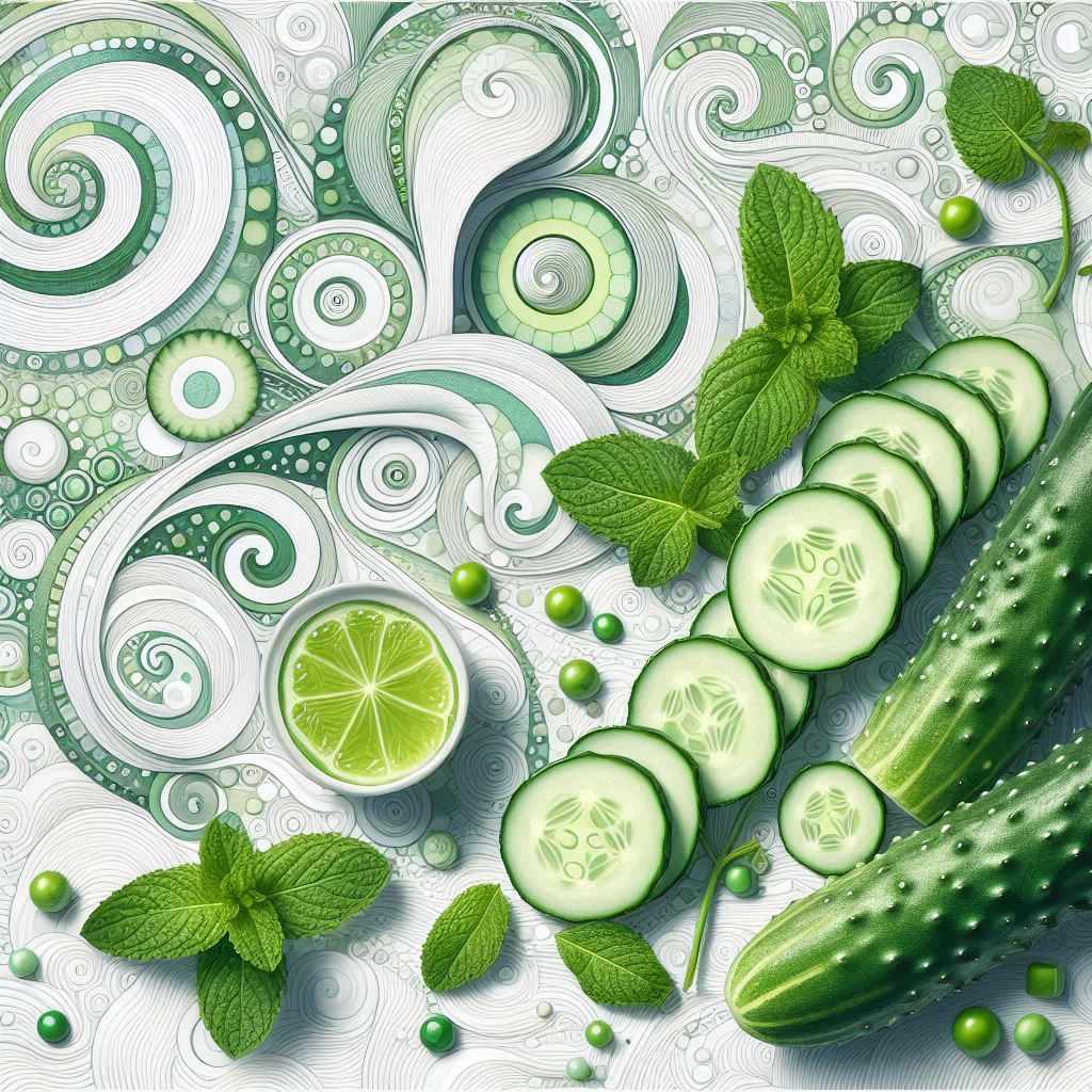 Cucumber and Mint Leaves