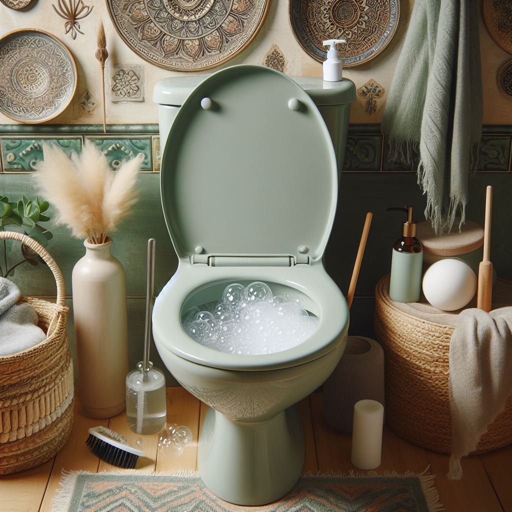 Clean Toilet Bowl with Bubbles