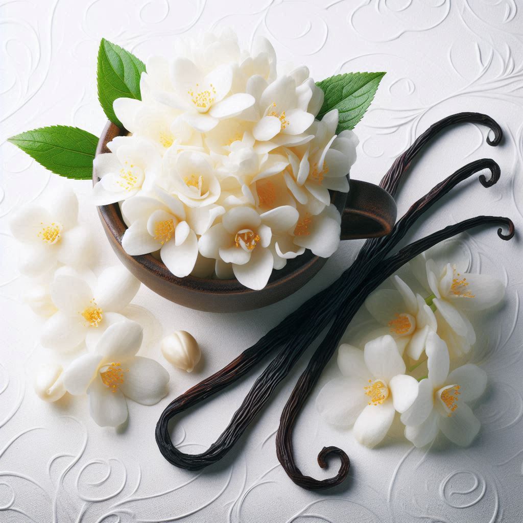 jasmine flower and  vanilla bean